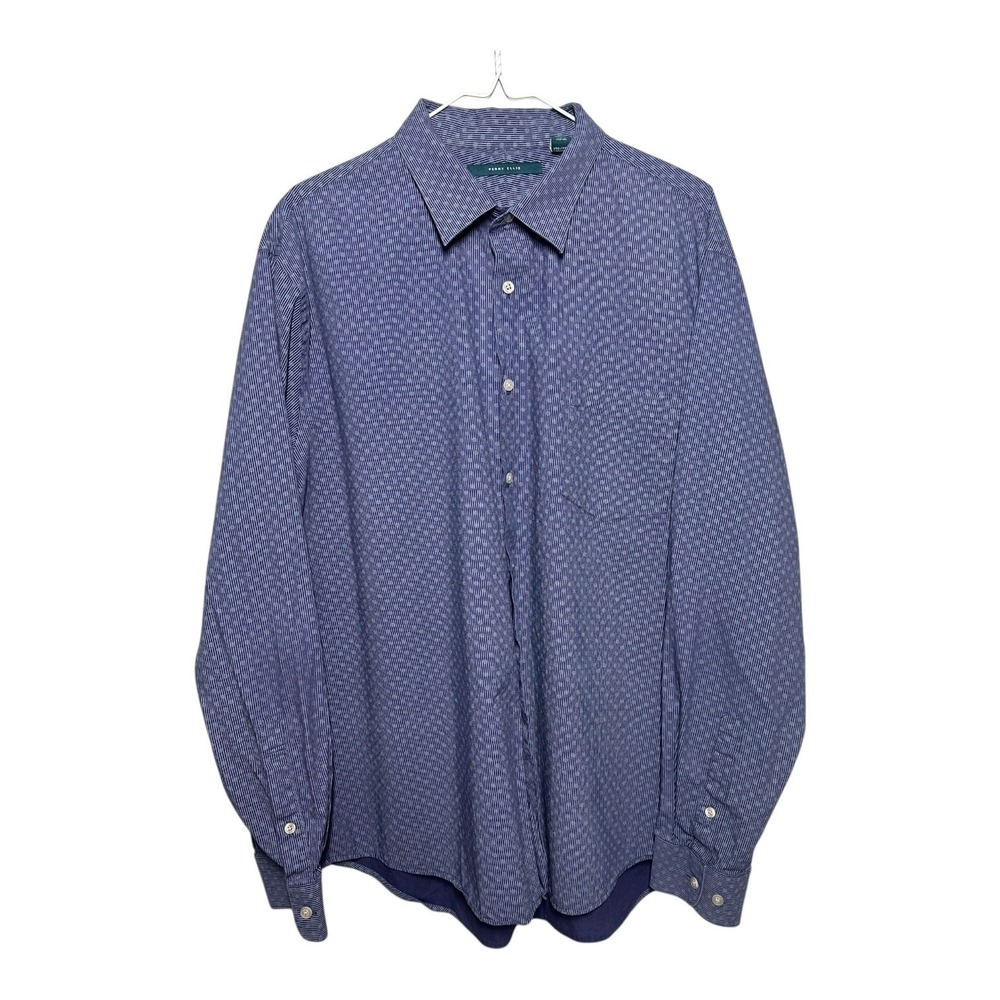 Perry Ellis Men's Button-Down Dress Shirt Blue Pattern Long Sleeve XXL